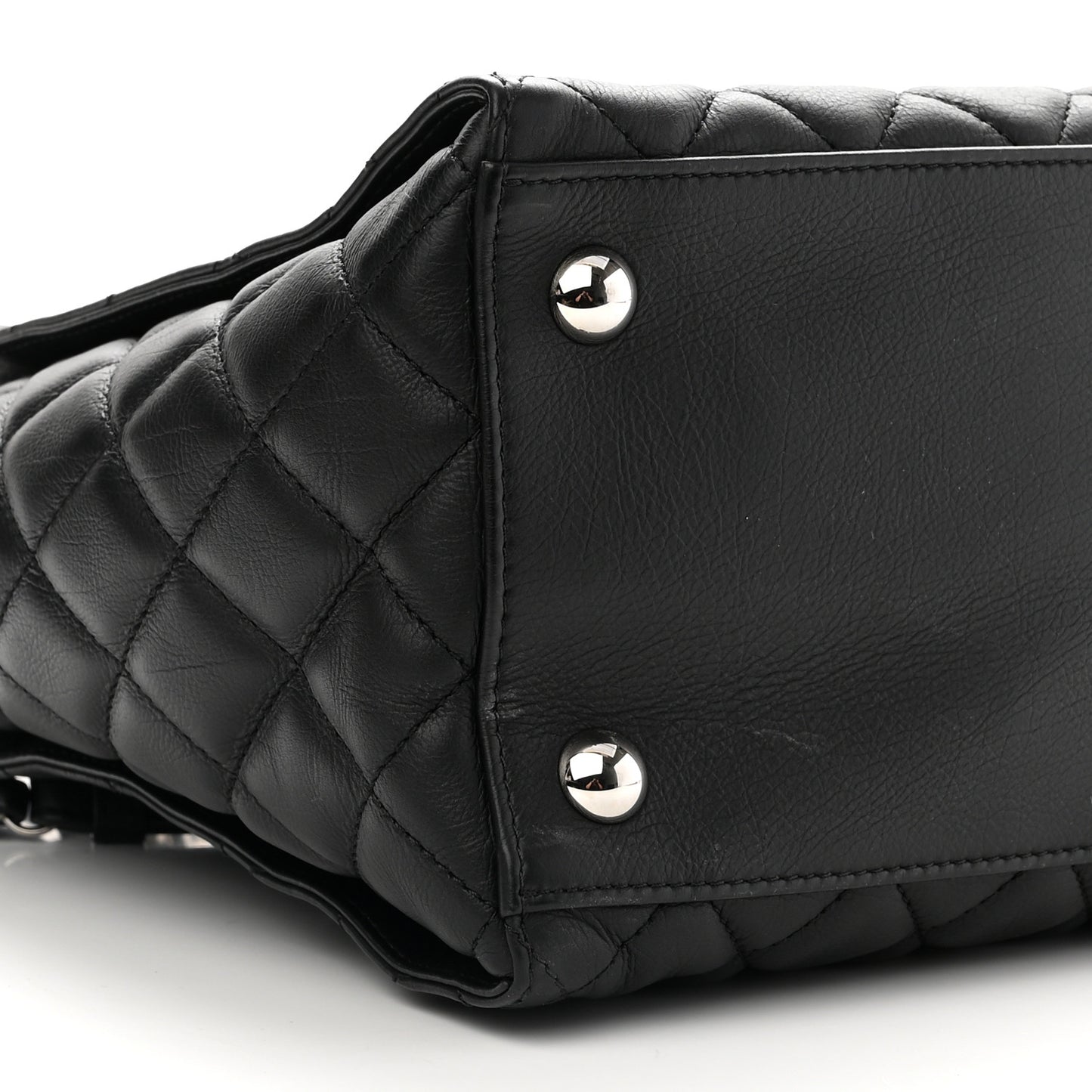 Calfskin Quilted Large Chic and Soft Shopping Tote Black