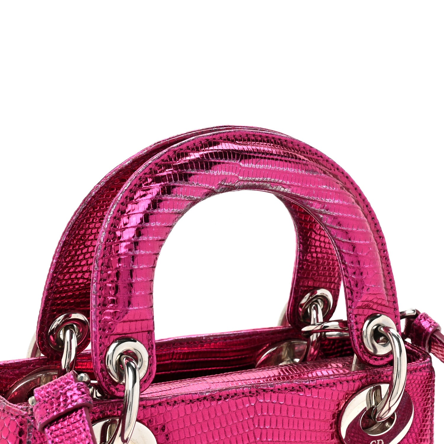 Christian Dior Metallic Lizard Mini Lady Dior Fuchsia 17 of 18
