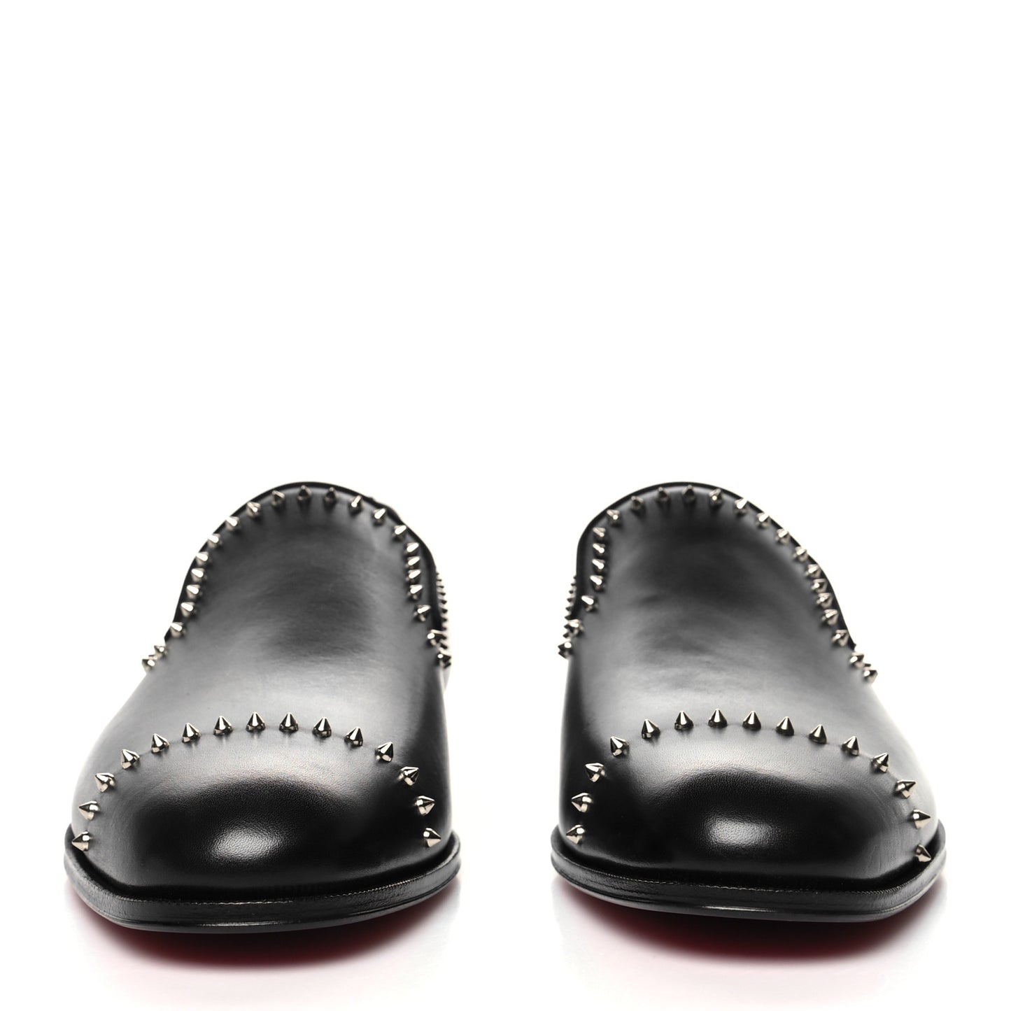 Calfskin Spike Mens Dandy Cloo Flat Loafers 42 Black Silver
