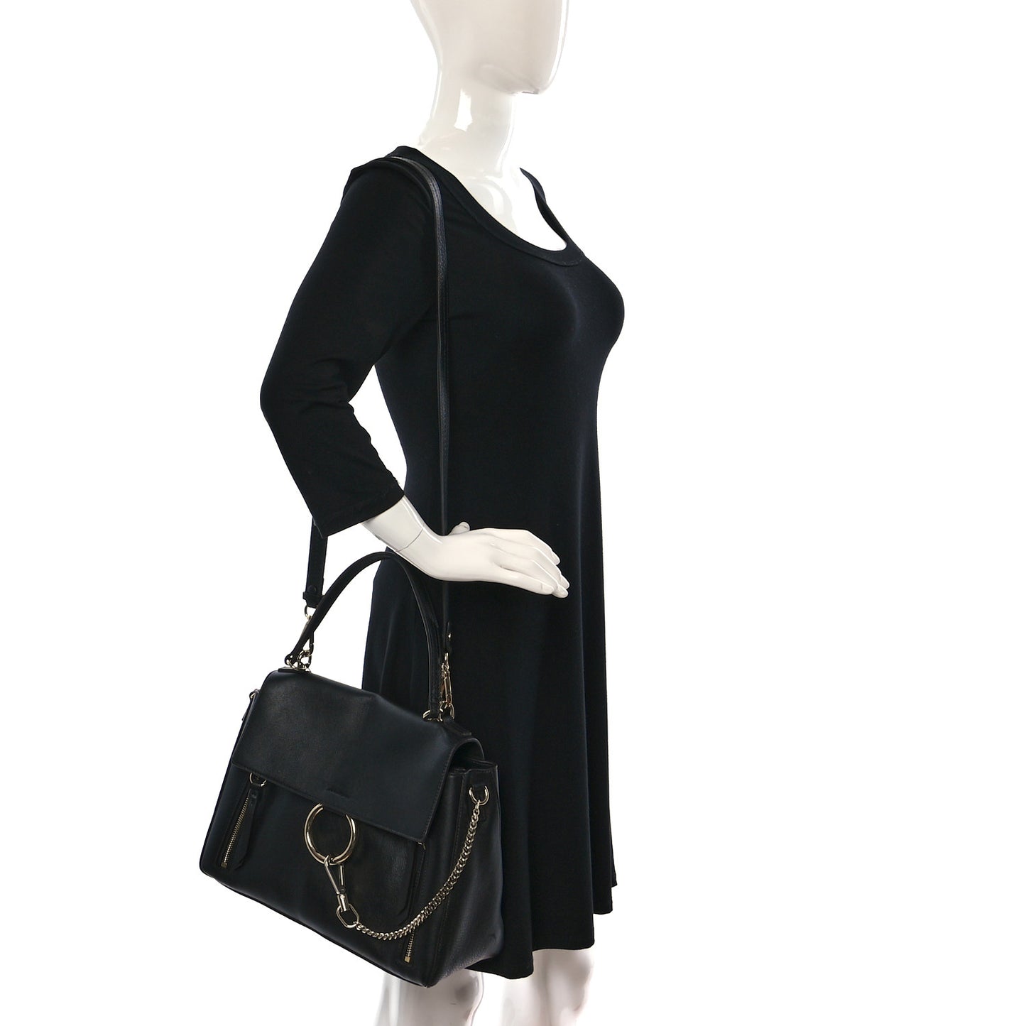 Calfskin Small Faye Day Shoulder Bag Black