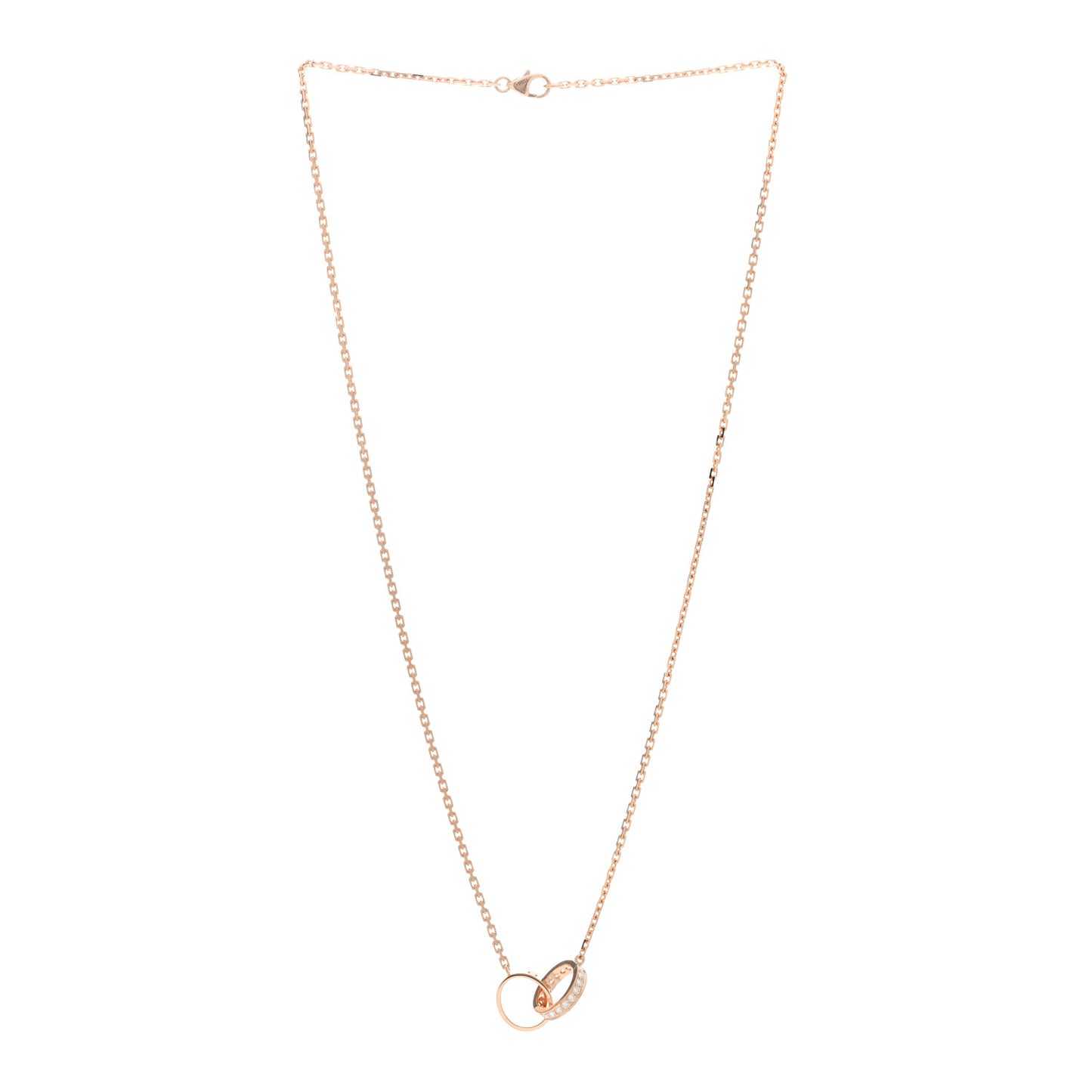 18K Pink Gold Diamond Interlocking LOVE Necklace