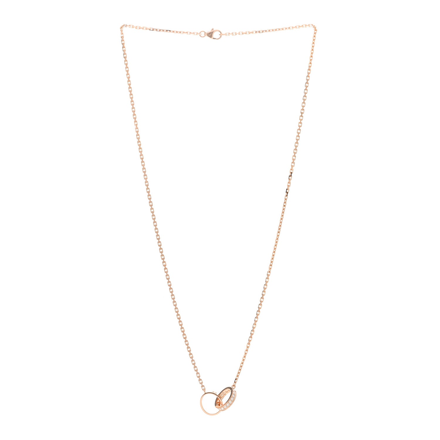 Cartier 18K Pink Gold Diamond Interlocking LOVE Necklace 3 of 4