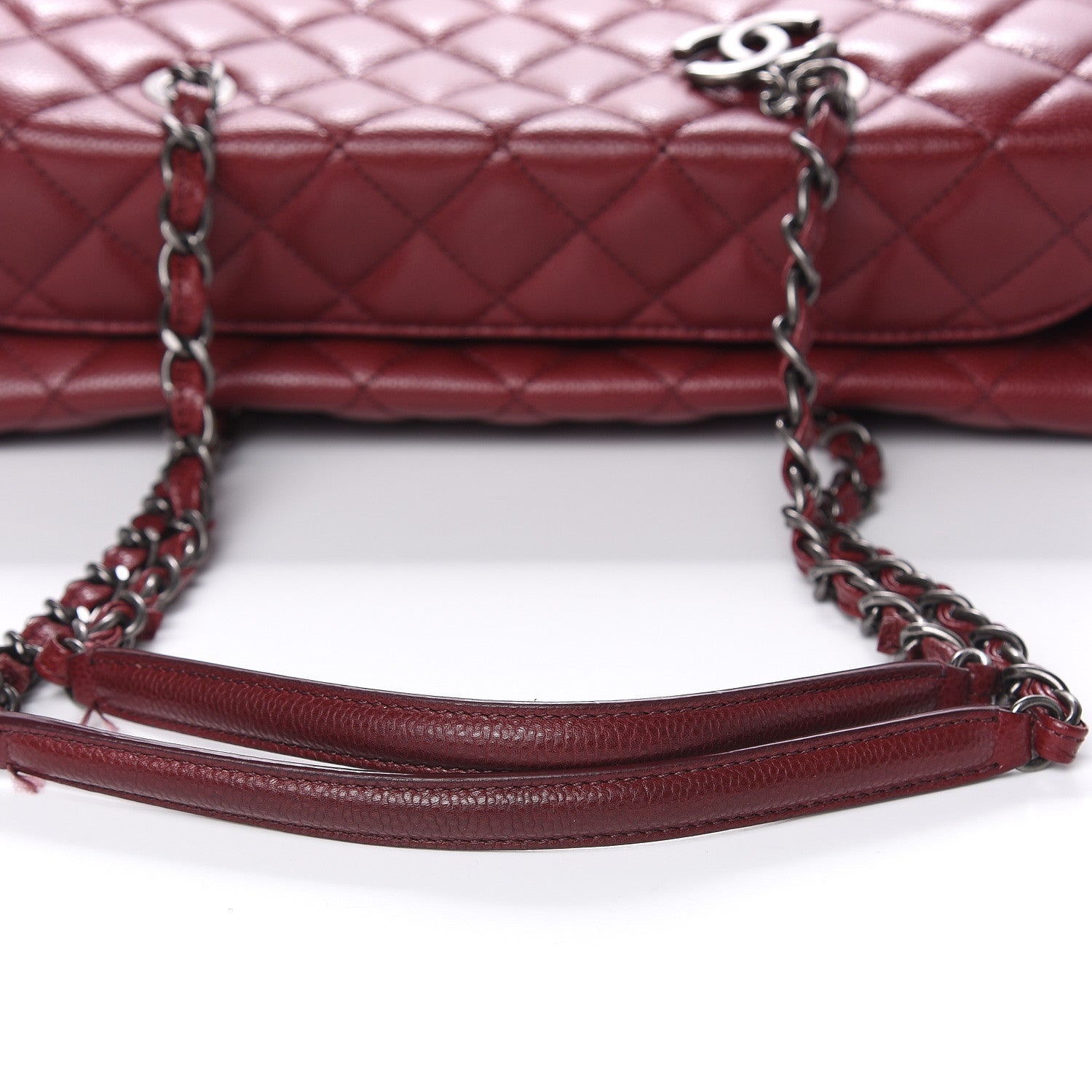 Chanel Caviar Quilted City Shopping Tote Dark Red 8 of 12