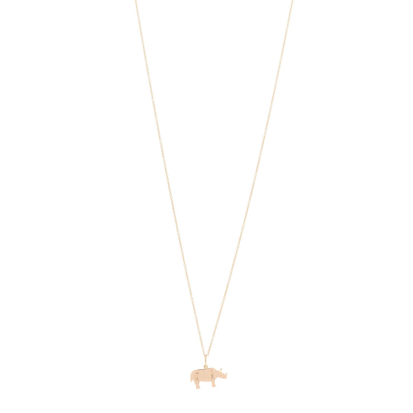 18K Rose Gold Save The Wild Rhino Pendant Necklace