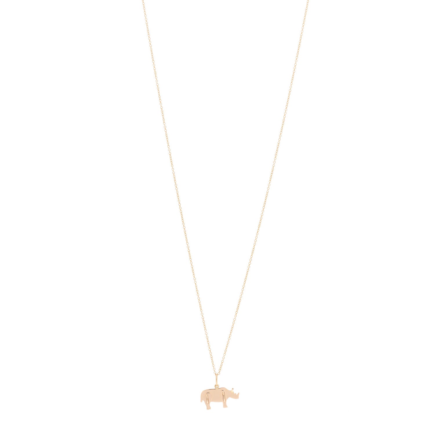 Tiffany 18K Rose Gold Save The Wild Rhino Pendant Necklace 1 of 5