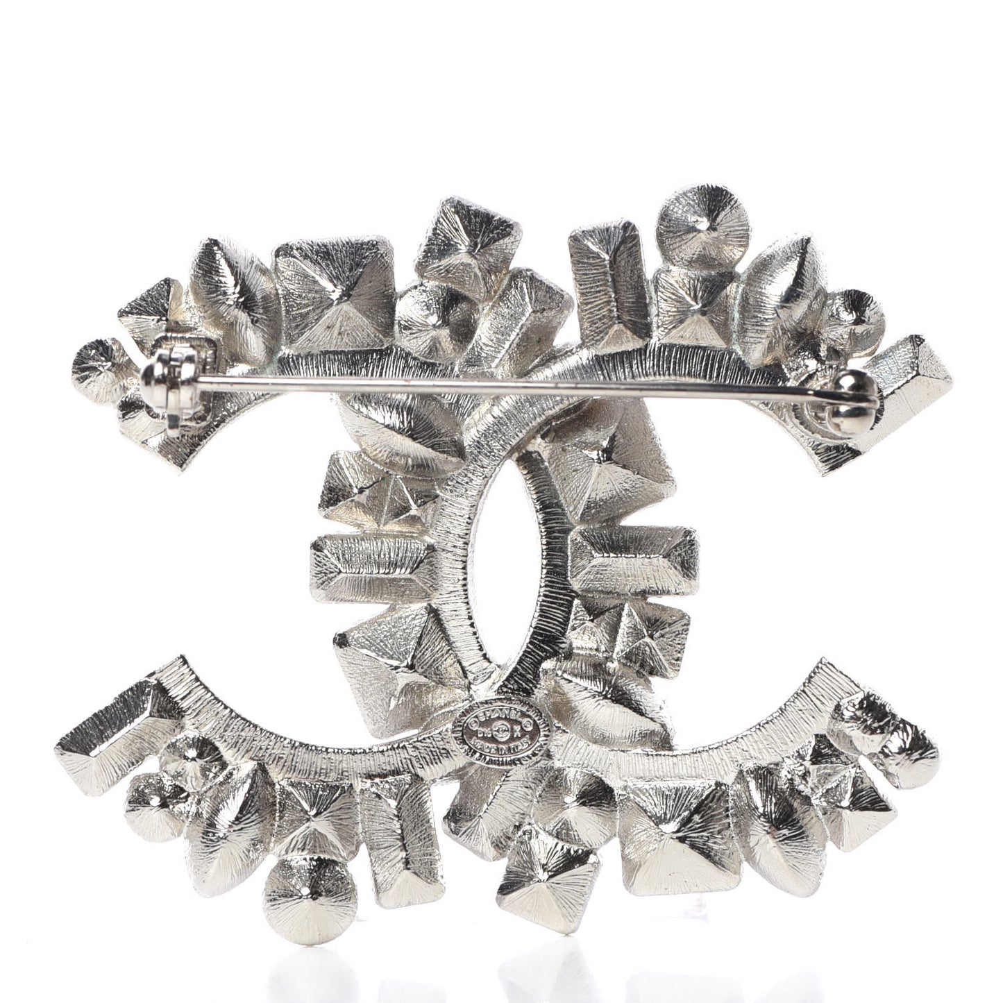Baguette Crystal CC Brooch Silver Black