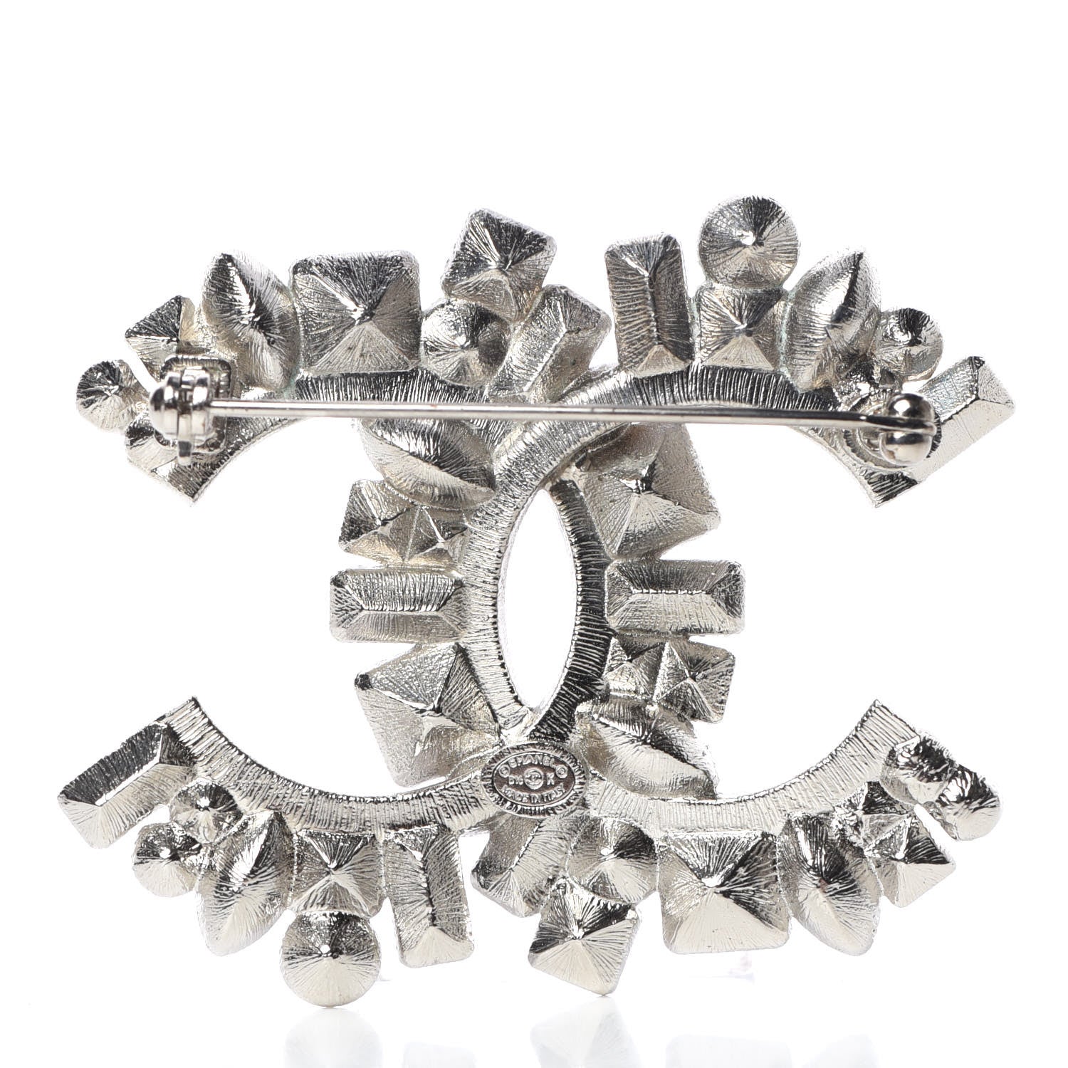Chanel Baguette Crystal CC Brooch Silver Black 3 of 5