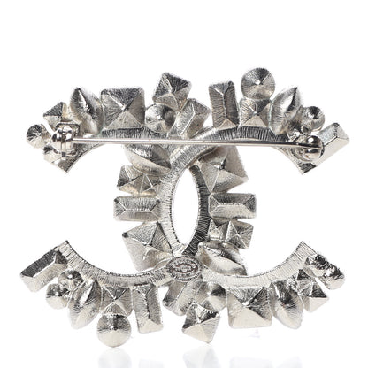 Chanel Baguette Crystal CC Brooch Silver Black 3 of 5