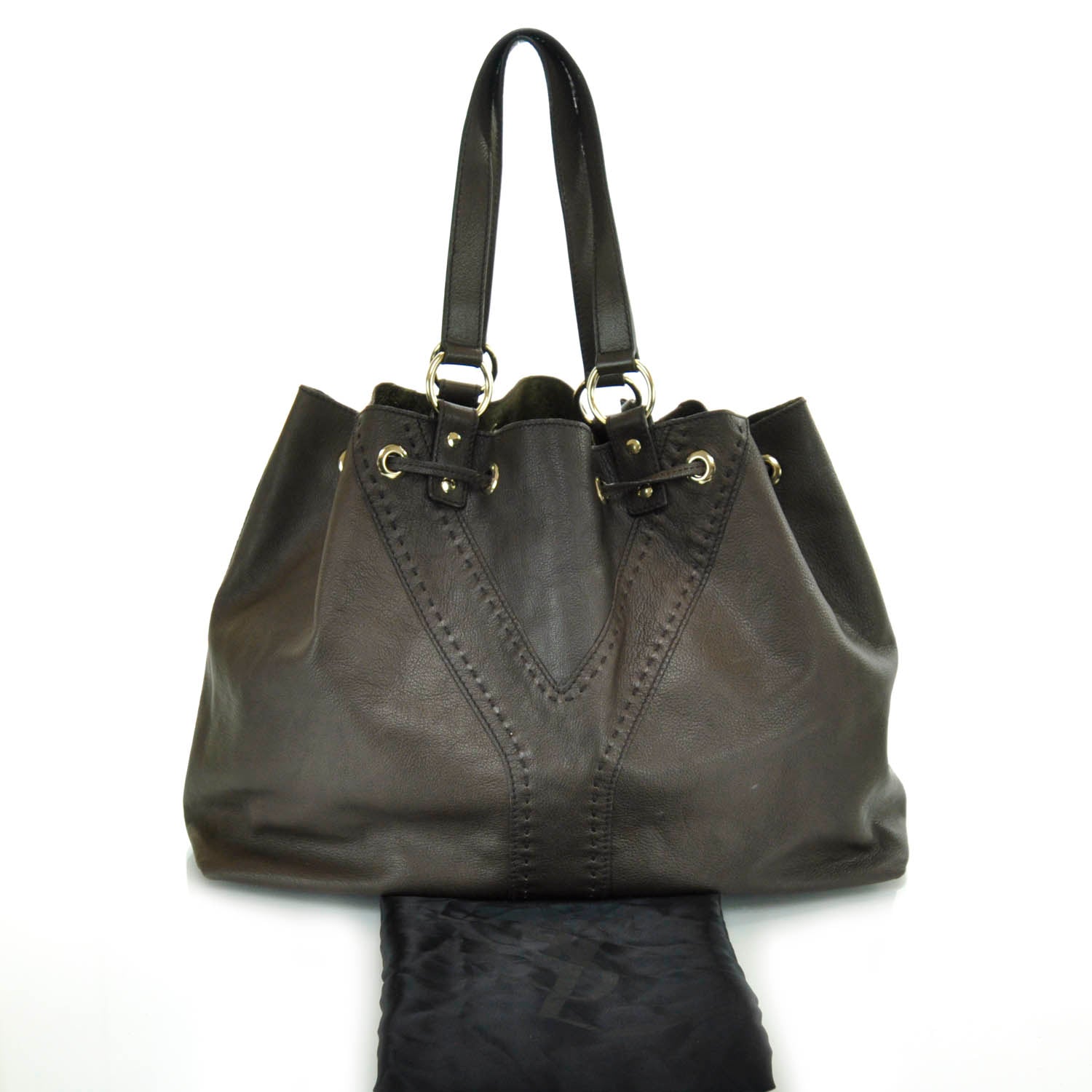 Saint Laurent Leather Reversible Double Sac Y Tote Gold Brown 11 of 17