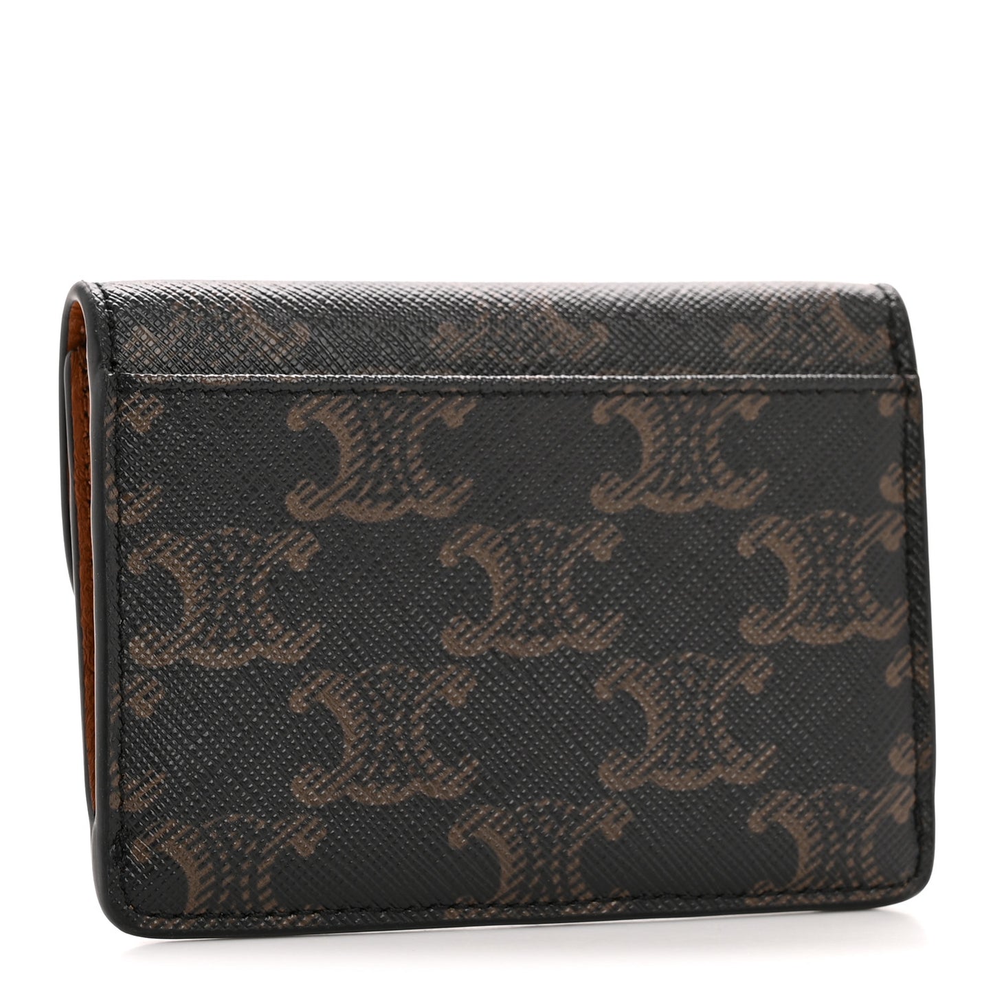 Triomphe Canvas Calfskin Flap Card Holder Tan