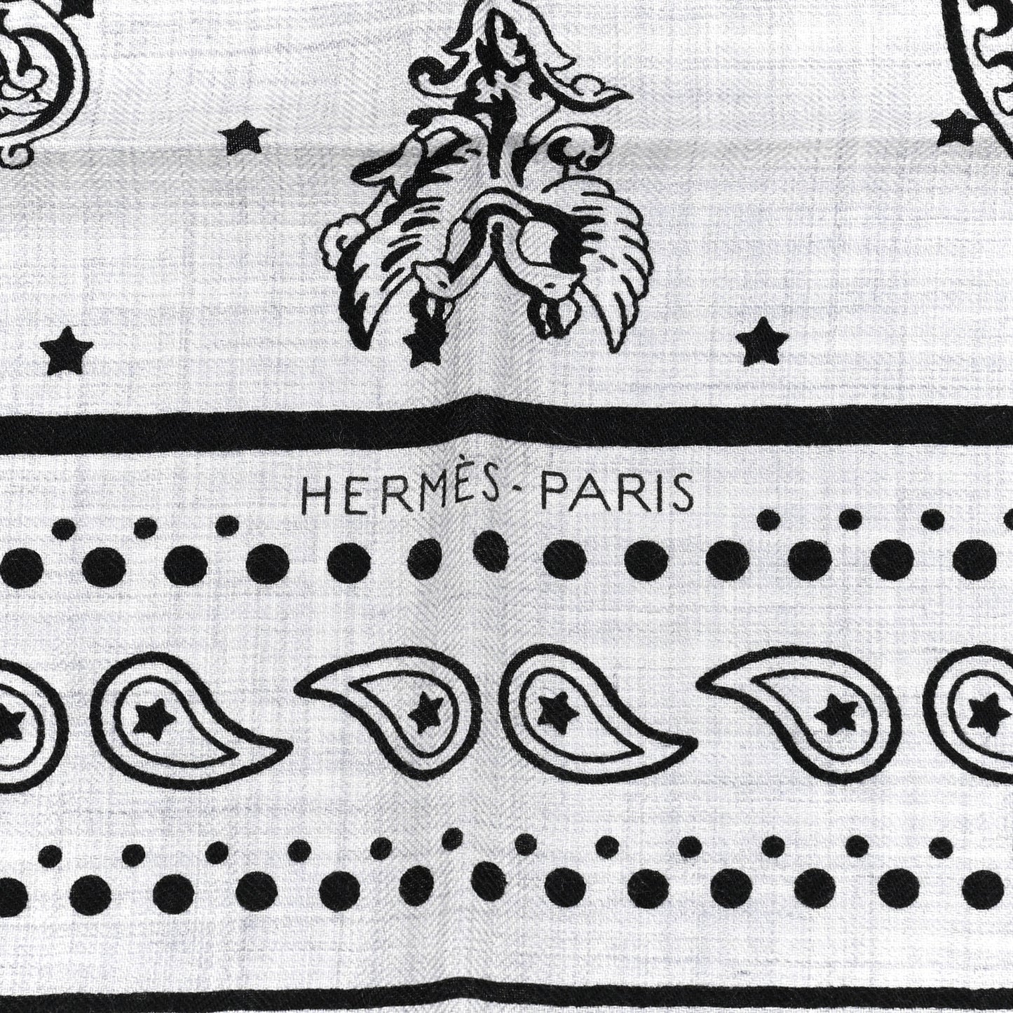 Cashmere Silk Les Cles Bandana Shawl 140 Gris Chine Black