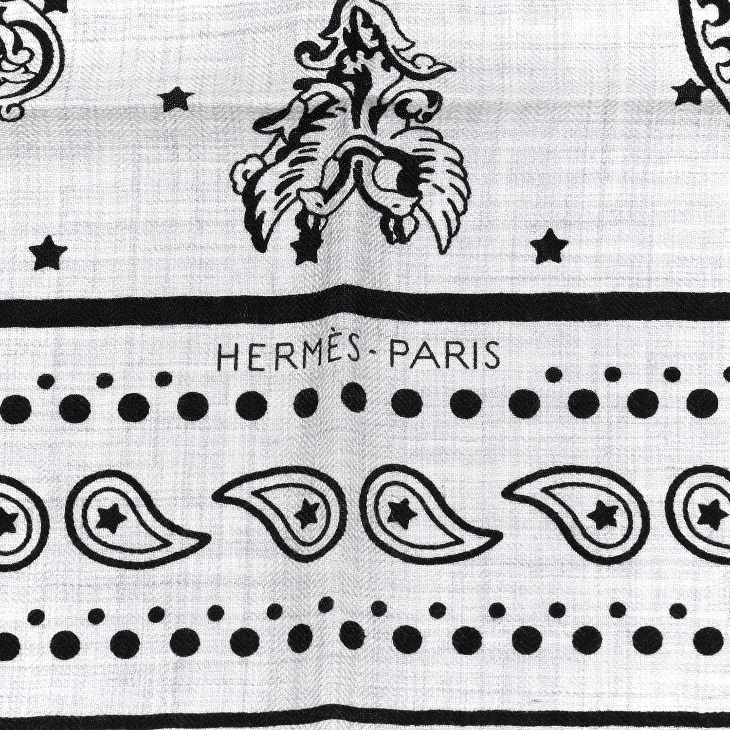 Hermes Cashmere Silk Les Cles Bandana Shawl 140 Gris Chine Black 4 of 6