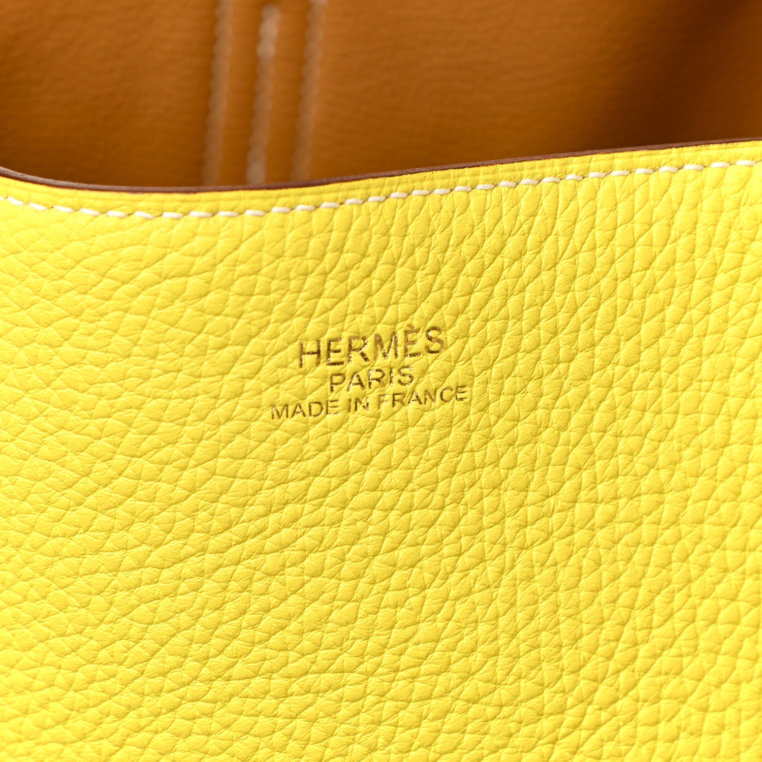 Hermes Taurillon Clemence Double Sens 45 Reversible Tote Sesame Lime 10 of 18
