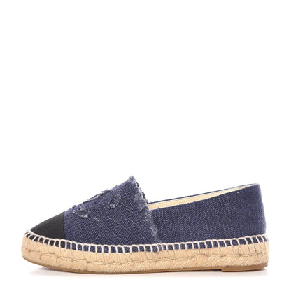 Chanel Denim Toile CC Espadrilles 36 Navy Black 1 of 9