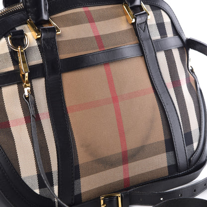 Burberry Bridle Calfskin House Check Small Orchard Bowling Bag Black 14 of 14