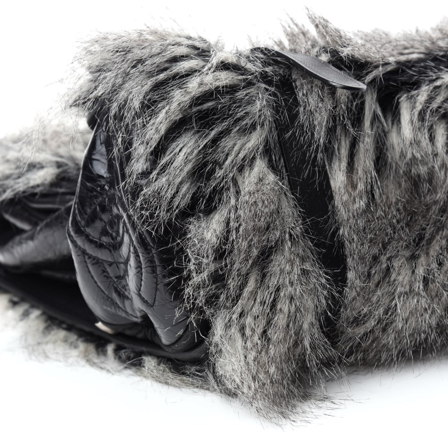 Iridescent Calfskin Fantasy Fur Backpack Grey