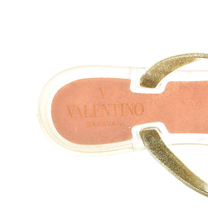 Valentino Garavani PVC Jelly Glitter Rockstud Bow Thong Sandals 39 Oro 9 of 9