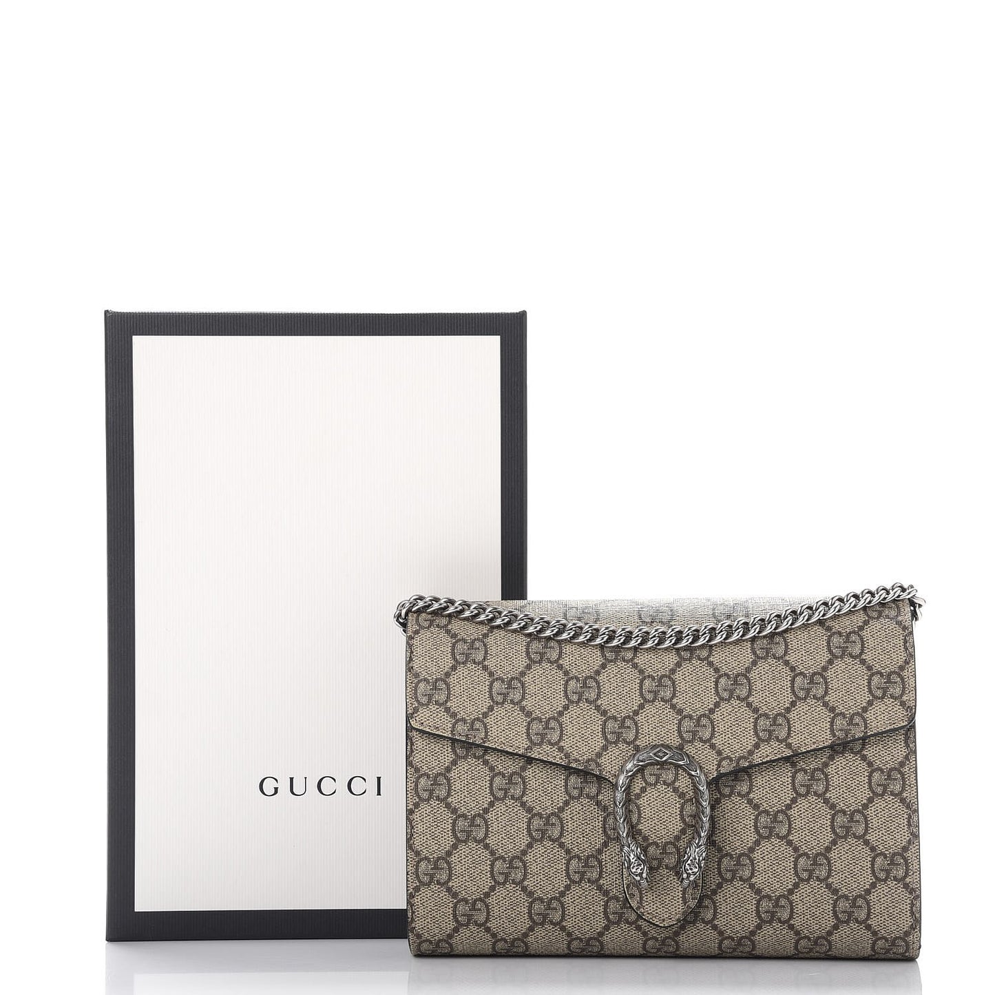 GG Supreme Monogram Mini Dionysus Chain Wallet Beige Black