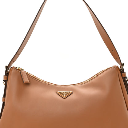 Prada Soft Calfskin Large Aimee Shoulder Bag Caramel 7 of 10