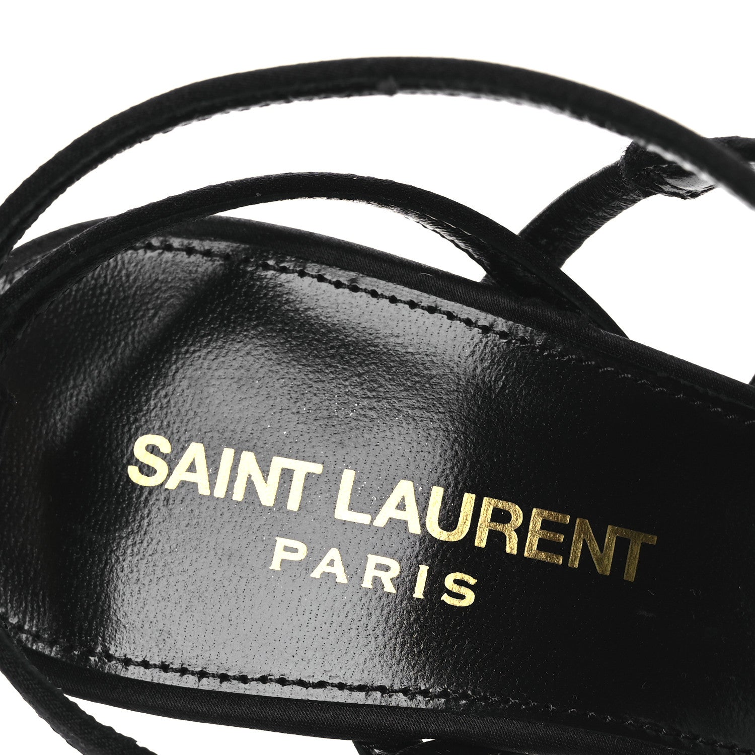 Saint Laurent Crepe Satin Crystal Logo Jerry 110 Ankle Strap Sandals 37 Black 9 of 11