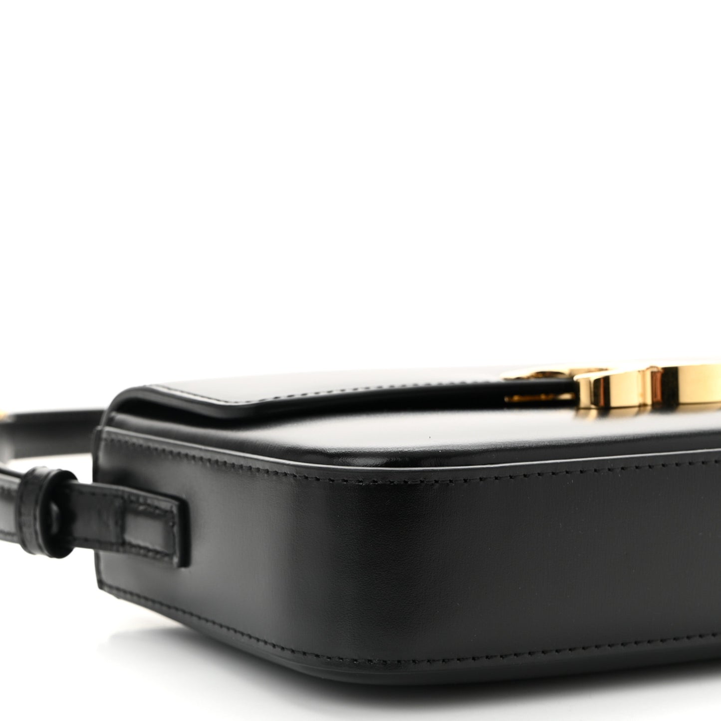 Shiny Calfskin Triomphe Shoulder Bag Black