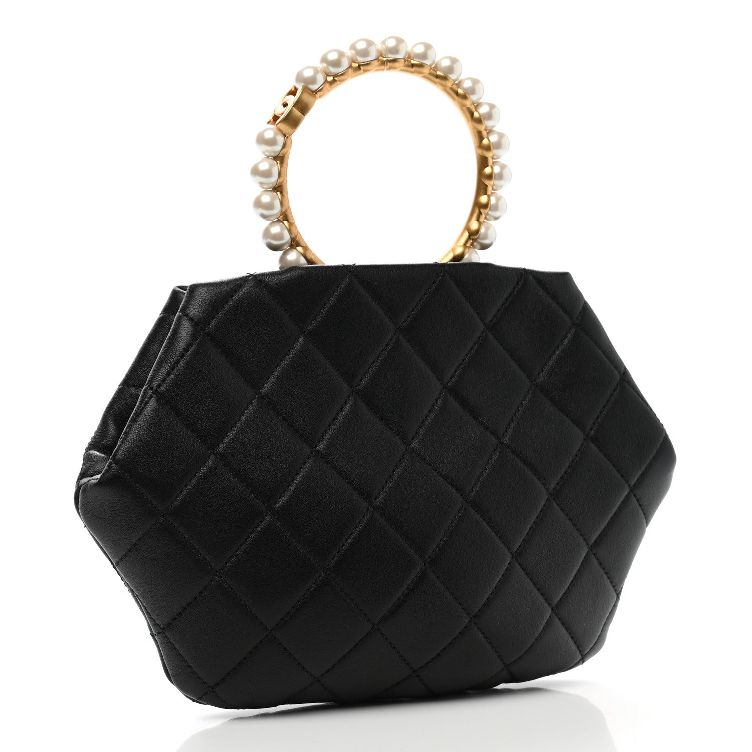 Chanel Lambskin Quilted Pearl Crown Clutch Bag Black 3 of 11