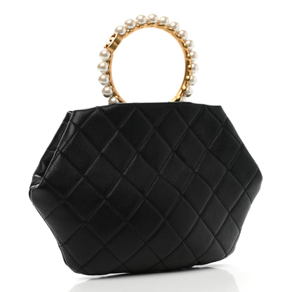 Chanel Lambskin Quilted Pearl Crown Clutch Bag Black 3 of 11