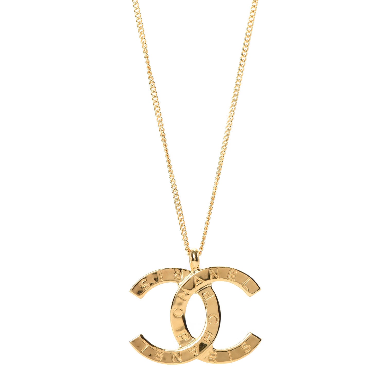Chanel Metal CC Paris Button Necklace Gold 1 of 5