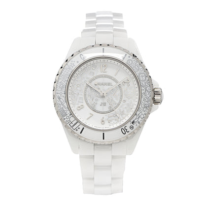 Chanel Stainless Steel Ceramic Diamond 33mm J12 Limited Edition Quartz Watch White 1 of 6