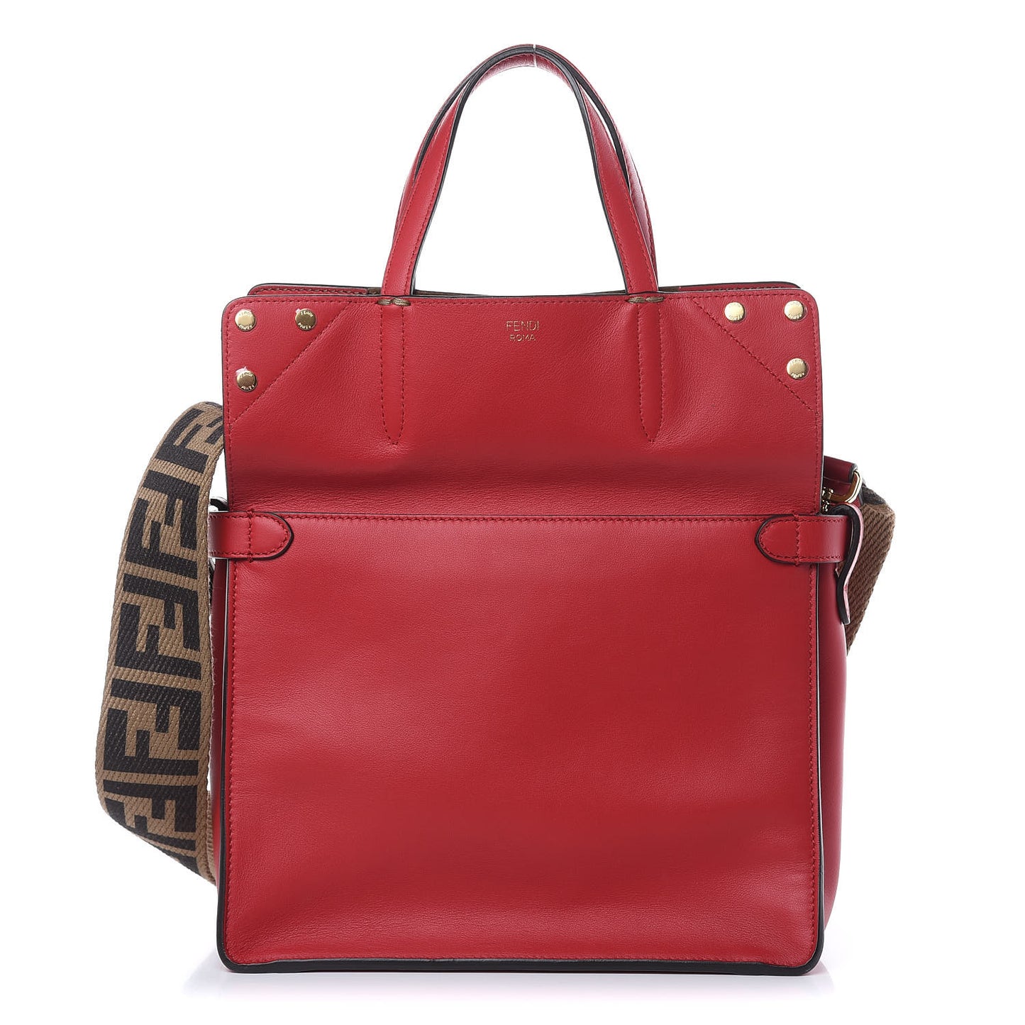 Vitello Grace Suede Small Flip Tote Fragola Marrone