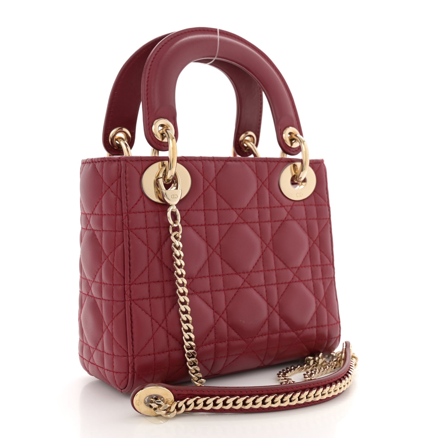 Lambskin Cannage Mini Lady Dior Burgundy