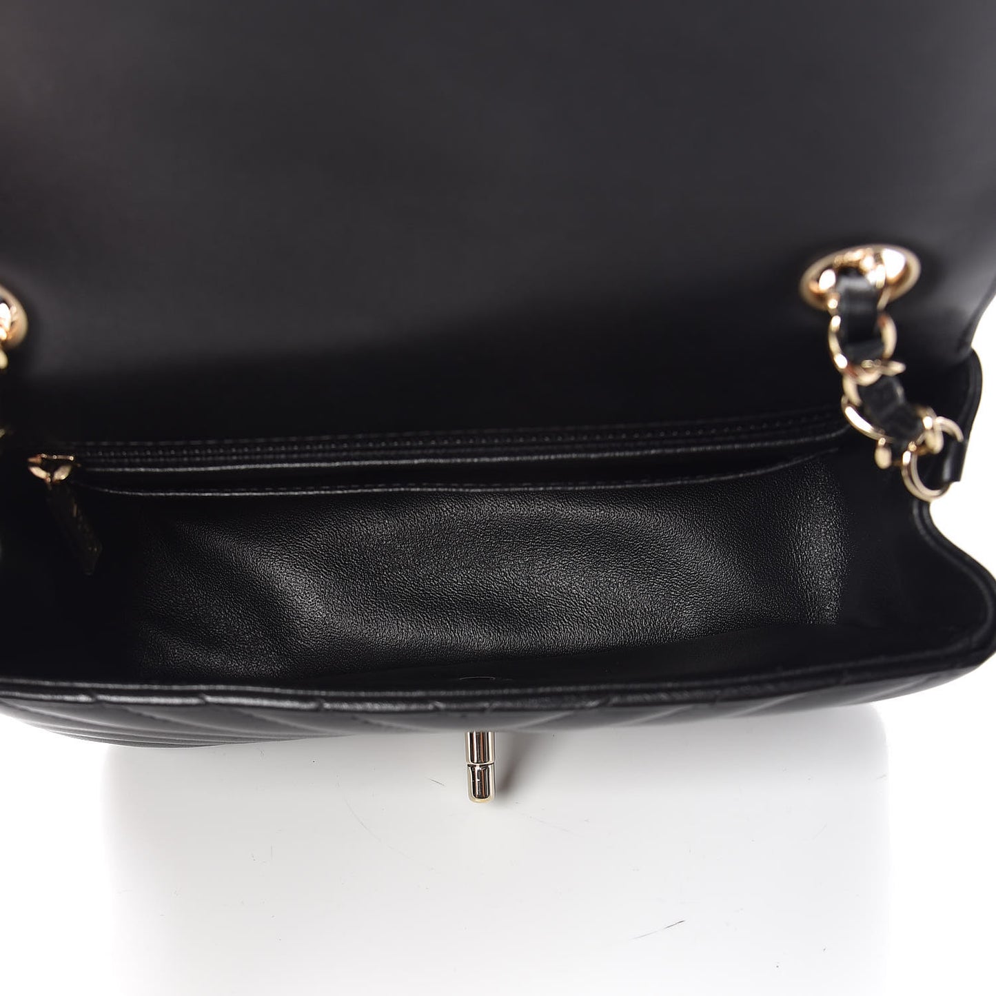 Lambskin Chevron Quilted Mini Rectangular Flap Black