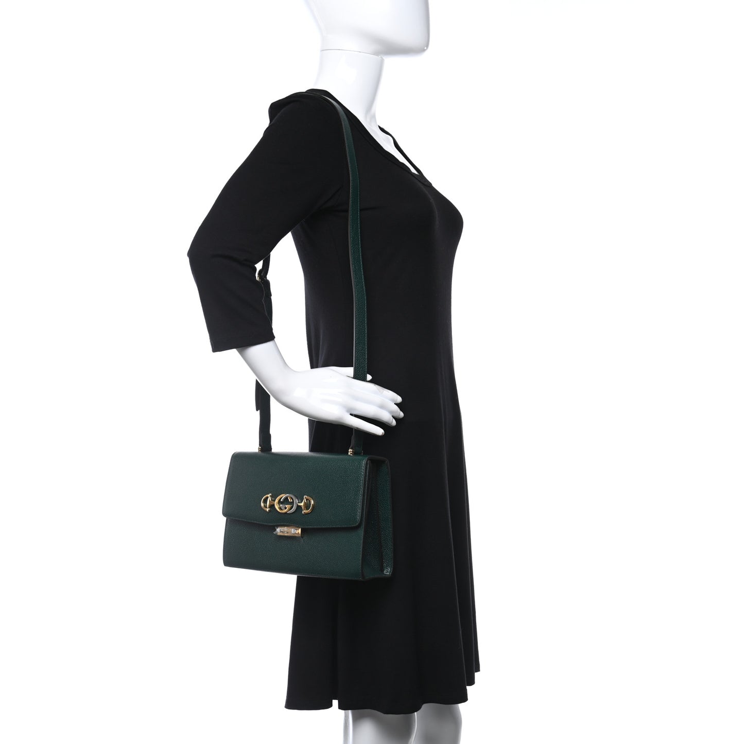 Grainy Calfskin Small Zumi Shoulder Bag Vintage Green