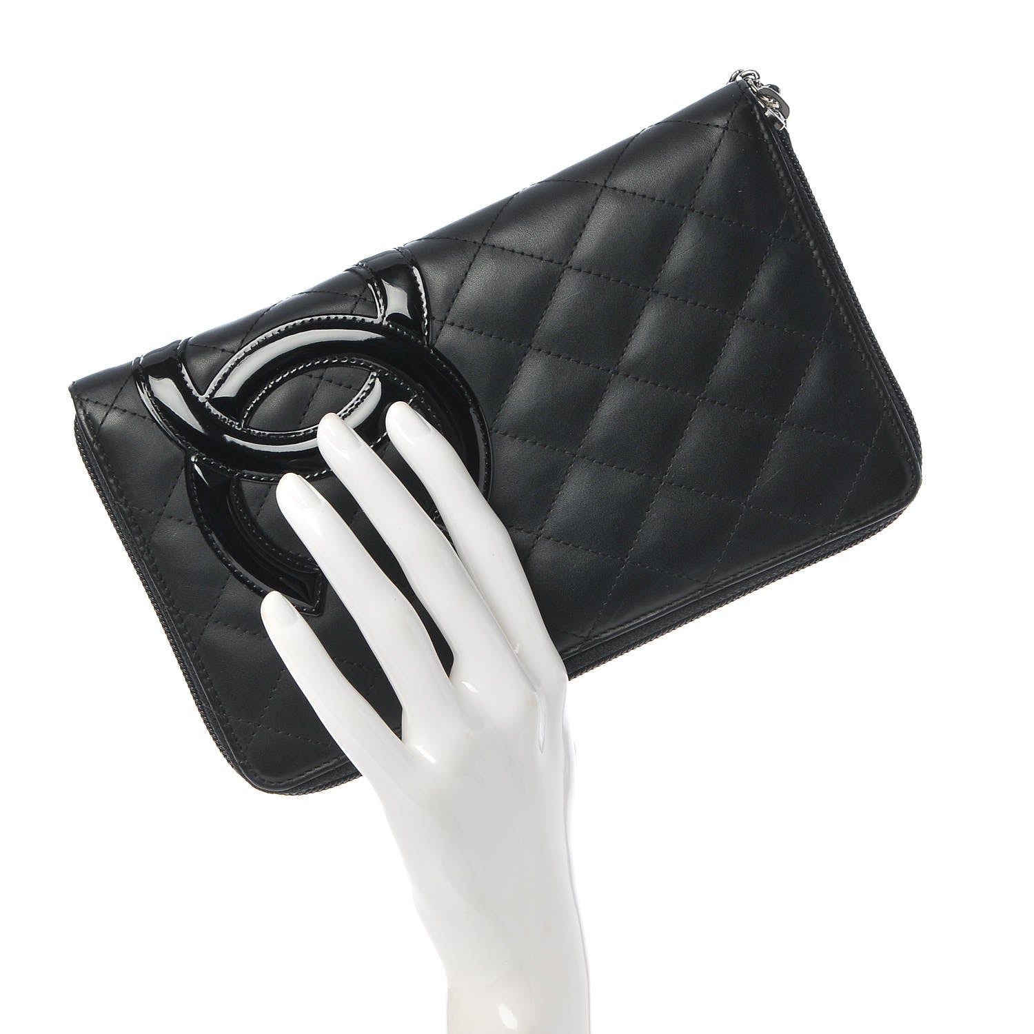 Chanel Calfskin Cambon Zip Around Organizer Wallet Black 2 of 12