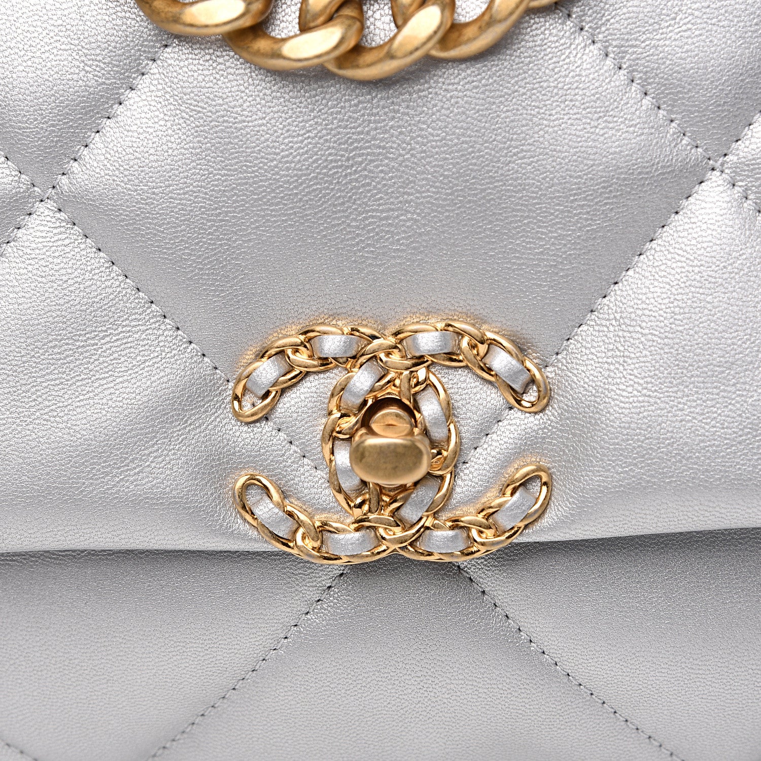 Chanel Metallic Goatskin Quilted Medium 19 Flap Silver 7 of 11