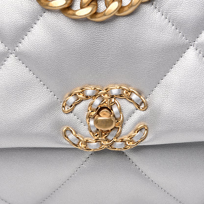 Chanel Metallic Goatskin Quilted Medium 19 Flap Silver 7 of 11