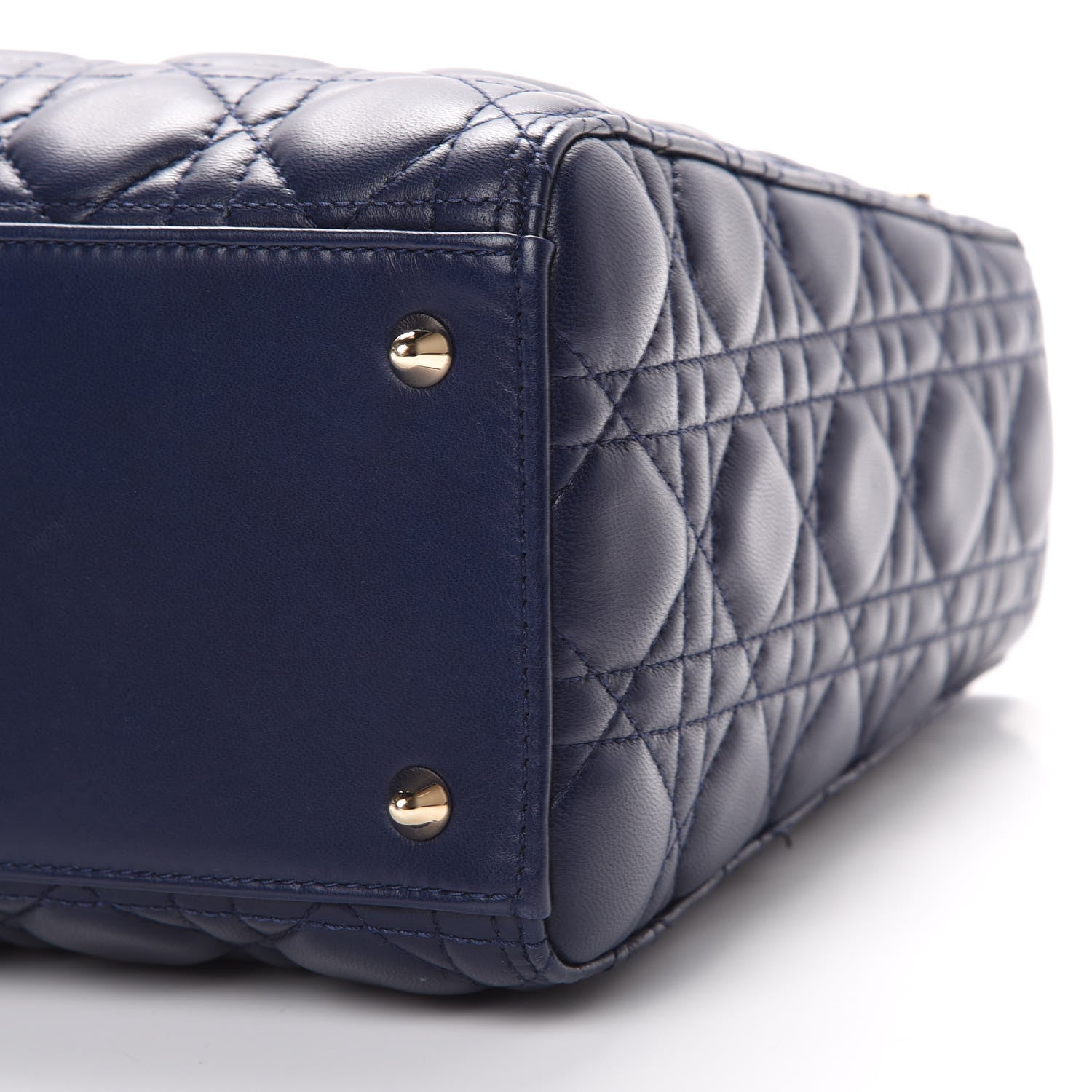 Christian Dior Lambskin Cannage Medium Lady Dior Navy Blue 9 of 12