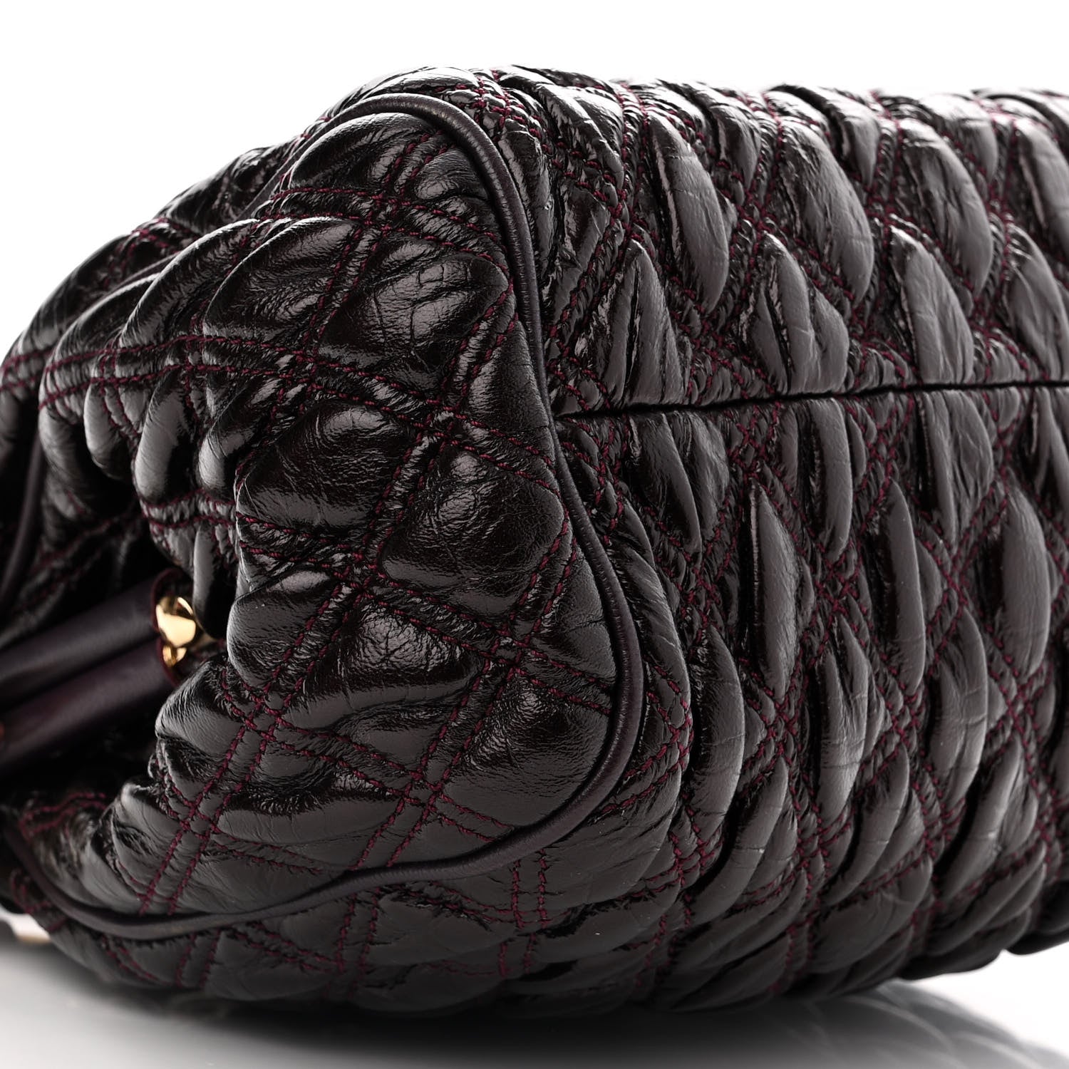 Marc Jacobs Metallic Calfskin Quilted The Kid Stam Plum 9 of 10