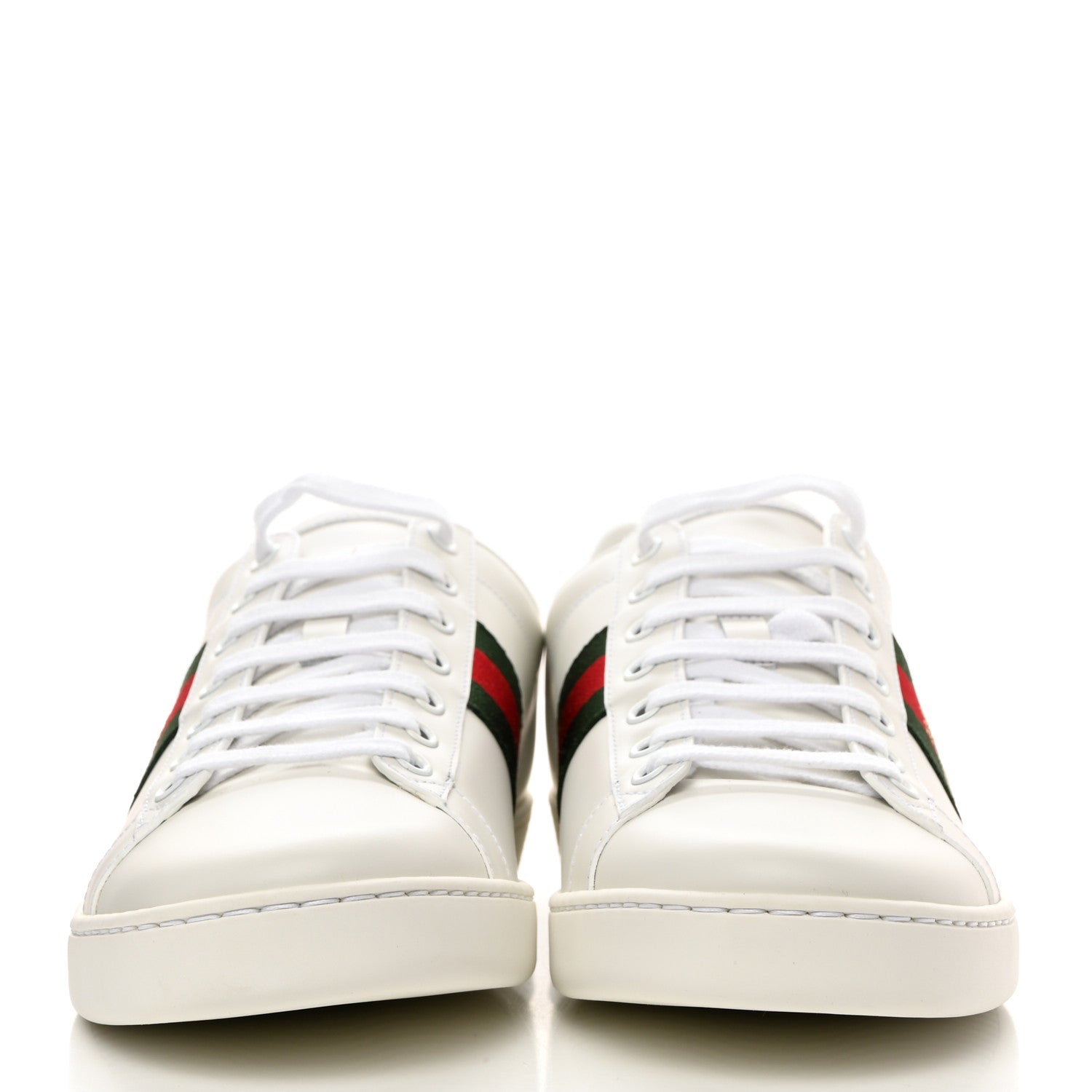 Gucci Calfskin Ayers Bee Embroidered Womens Ace Sneakers 41 White Green 2 of 9