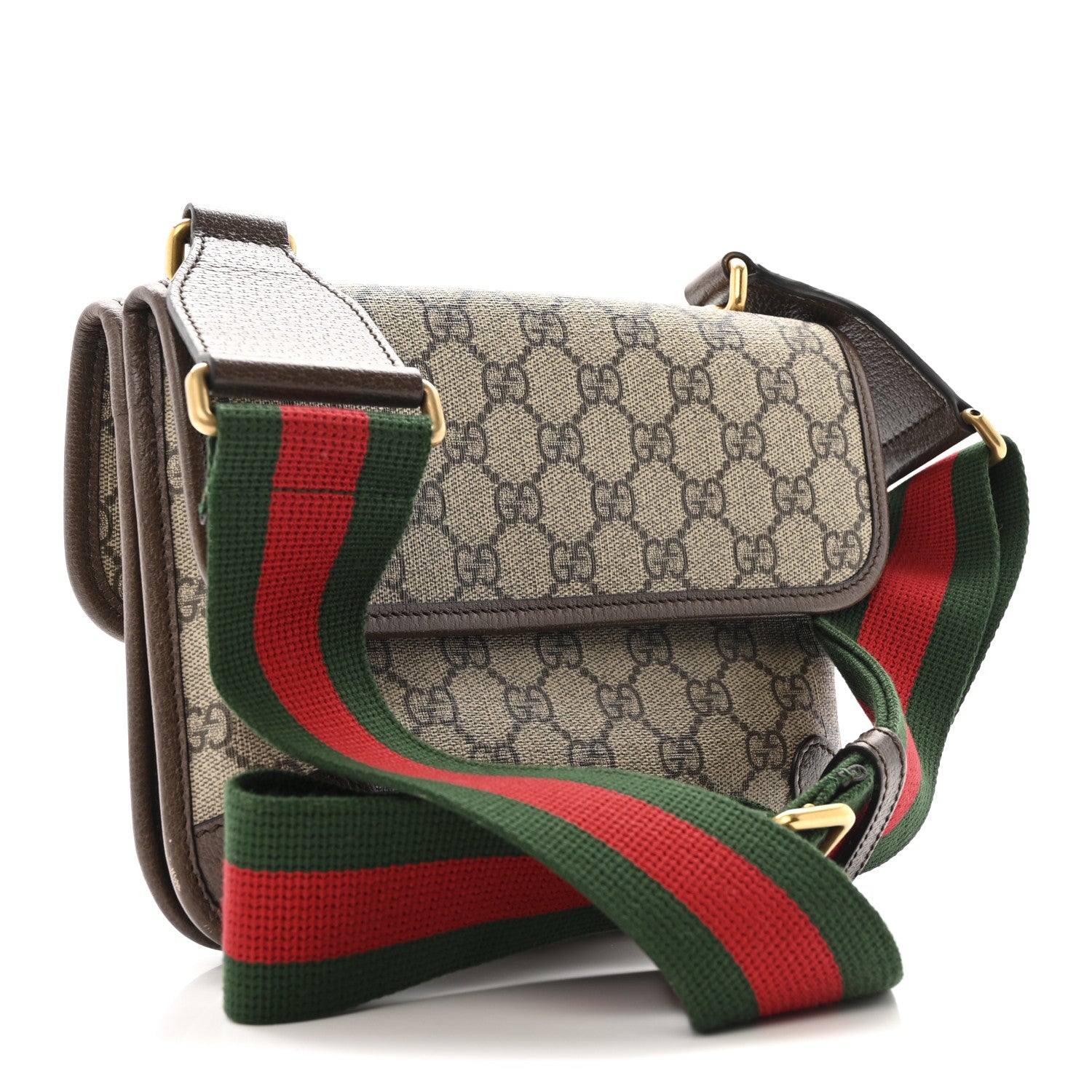 Gucci GG Supreme Monogram Web Small Neo Vintage Double Flap Messenger Bag Beige New Acero 3 of 16