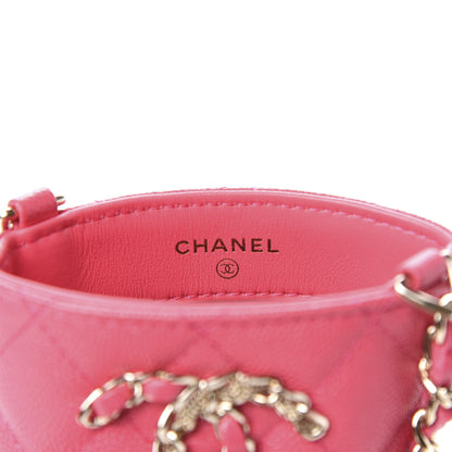 Chanel Caviar Quilted French New Wave Phone Holder With Chain Pink 6 of 9