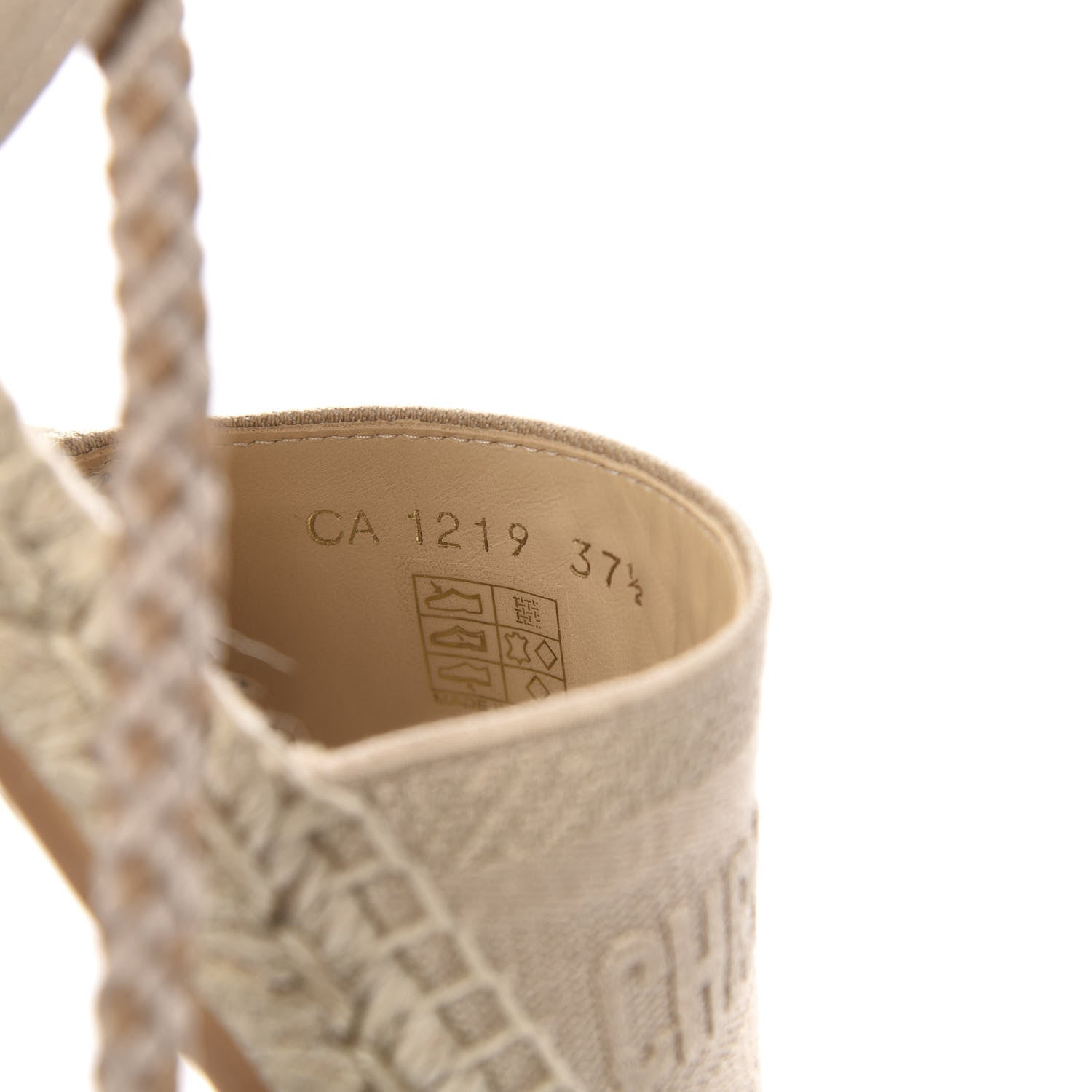 Christian Dior Canvas Embroidered Granville Ankle Tie Espadrille Flat Sandals 37.5 Cream 8 of 9