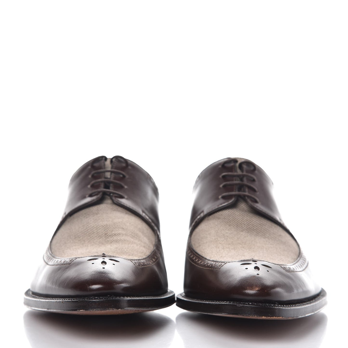 Mens Calfskin Canvas Lace Up Shoes 7.5 Brown