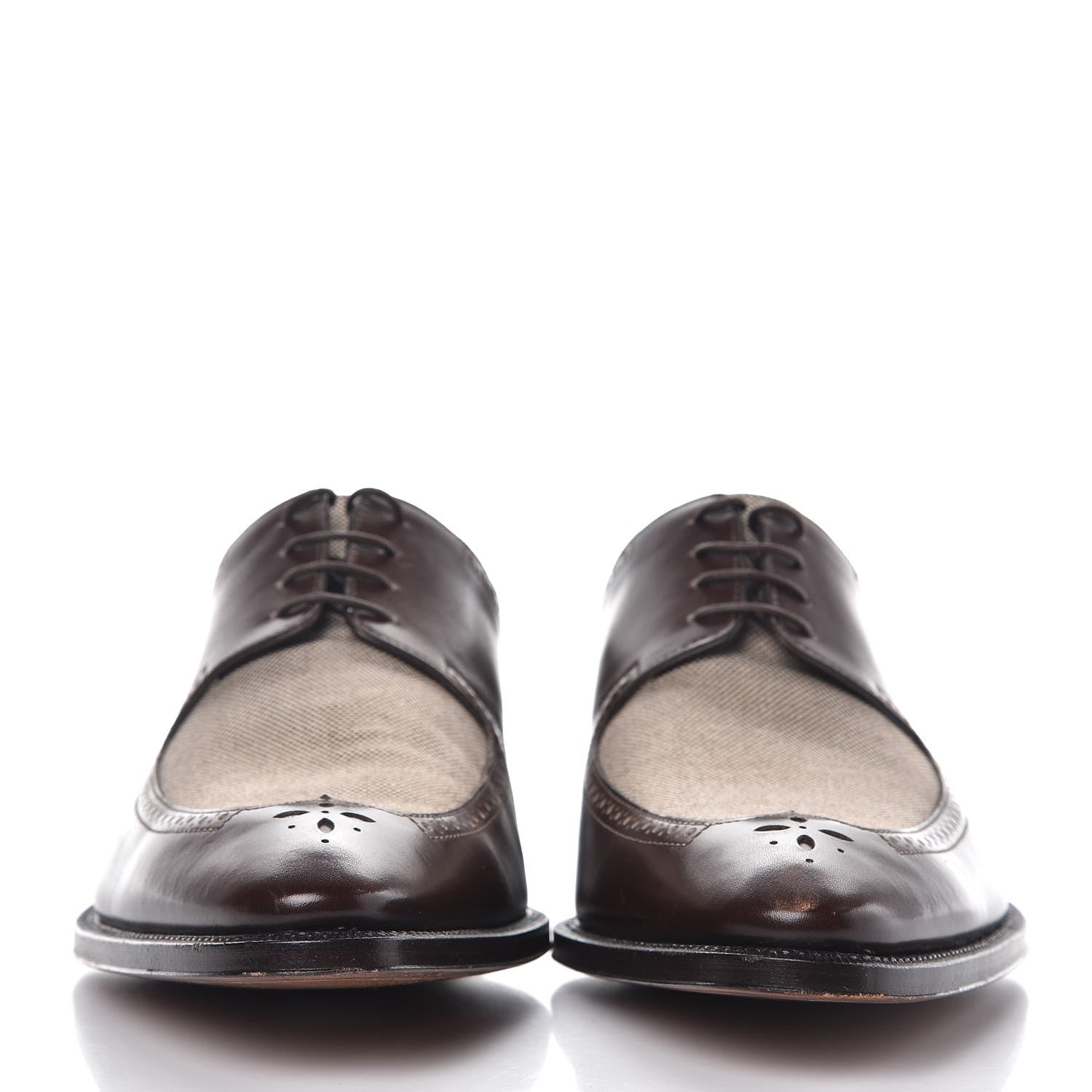 Louis Vuitton Mens Calfskin Canvas Lace Up Shoes 7.5 Brown 2 of 9