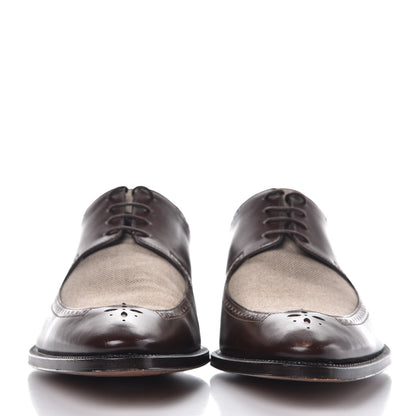 Louis Vuitton Mens Calfskin Canvas Lace Up Shoes 7.5 Brown 2 of 9