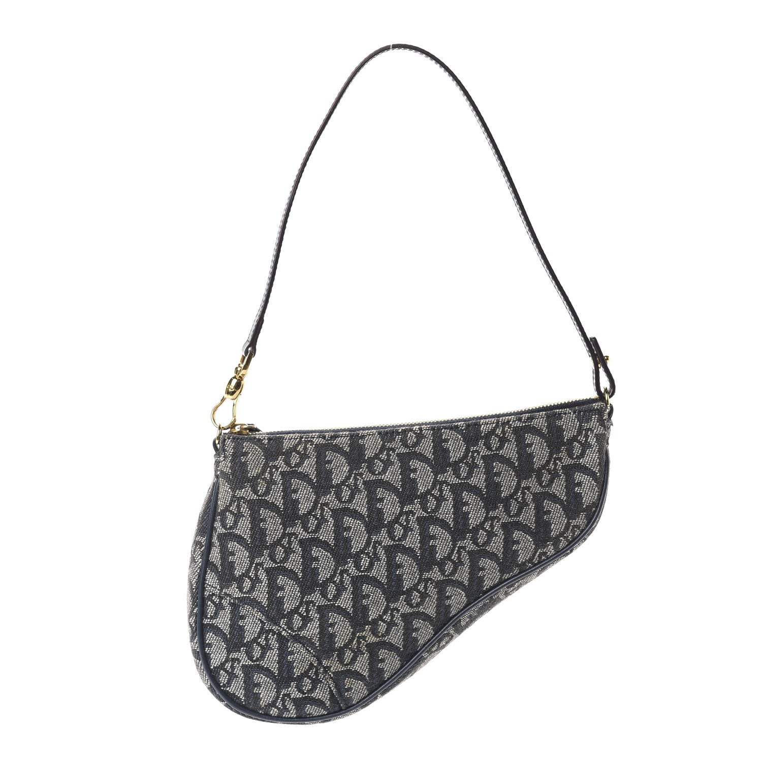 Christian Dior Monogram Mini Saddle Pochette Navy 1 of 12