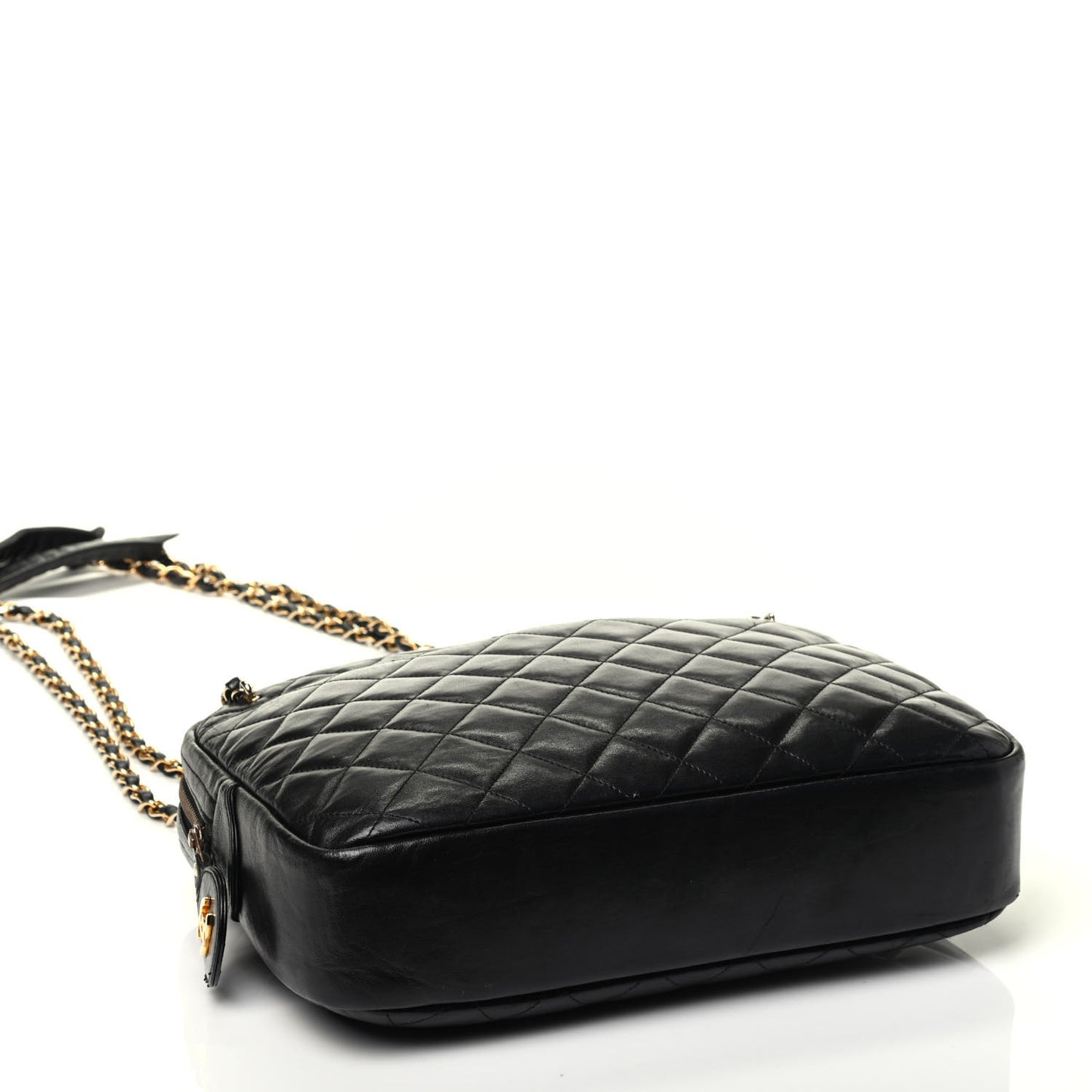 Lambskin Quilted Medium Camera Case Black