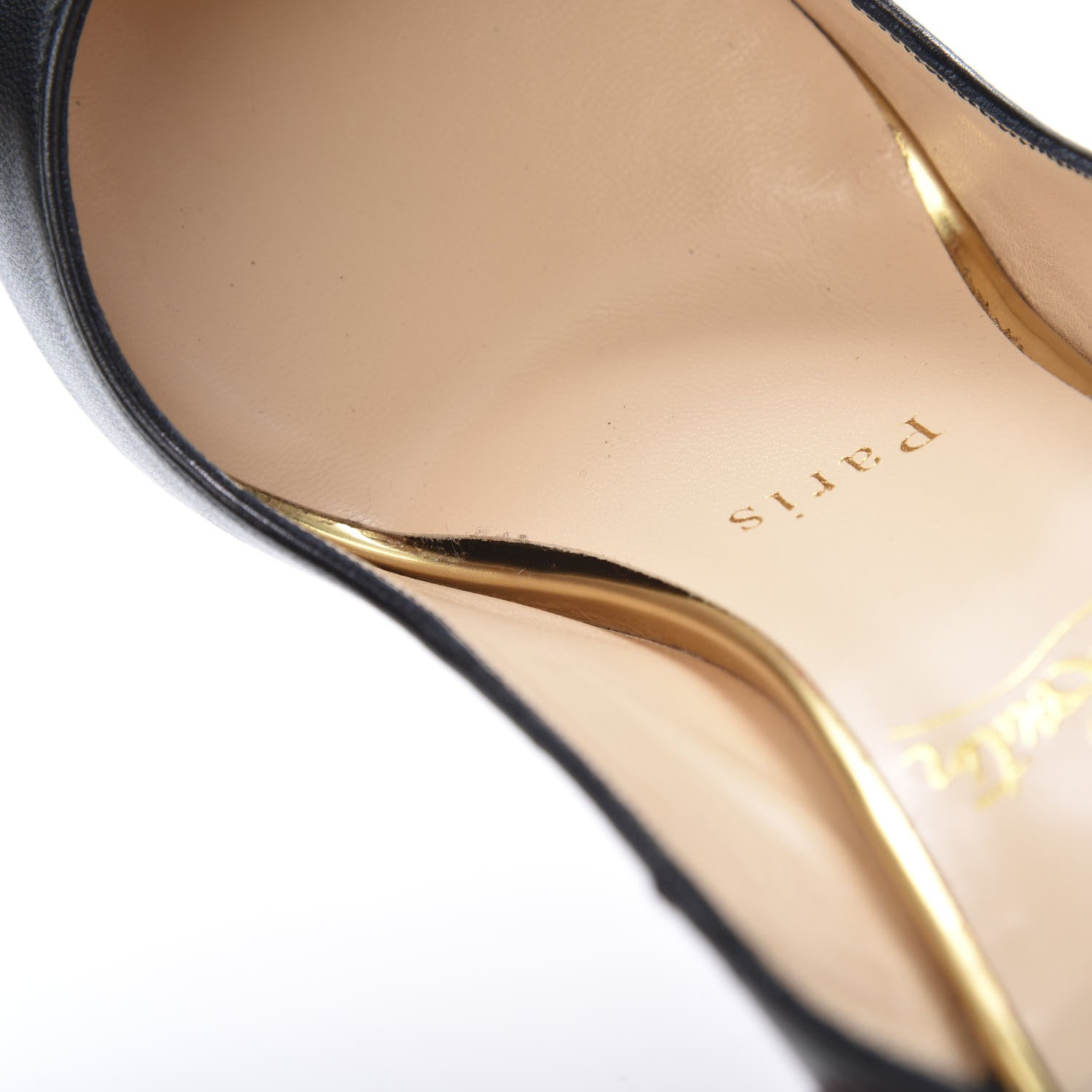 Christian Louboutin Kid Specchio Survivita 100 Slingback Pumps 36.5 Black Gold 9 of 10