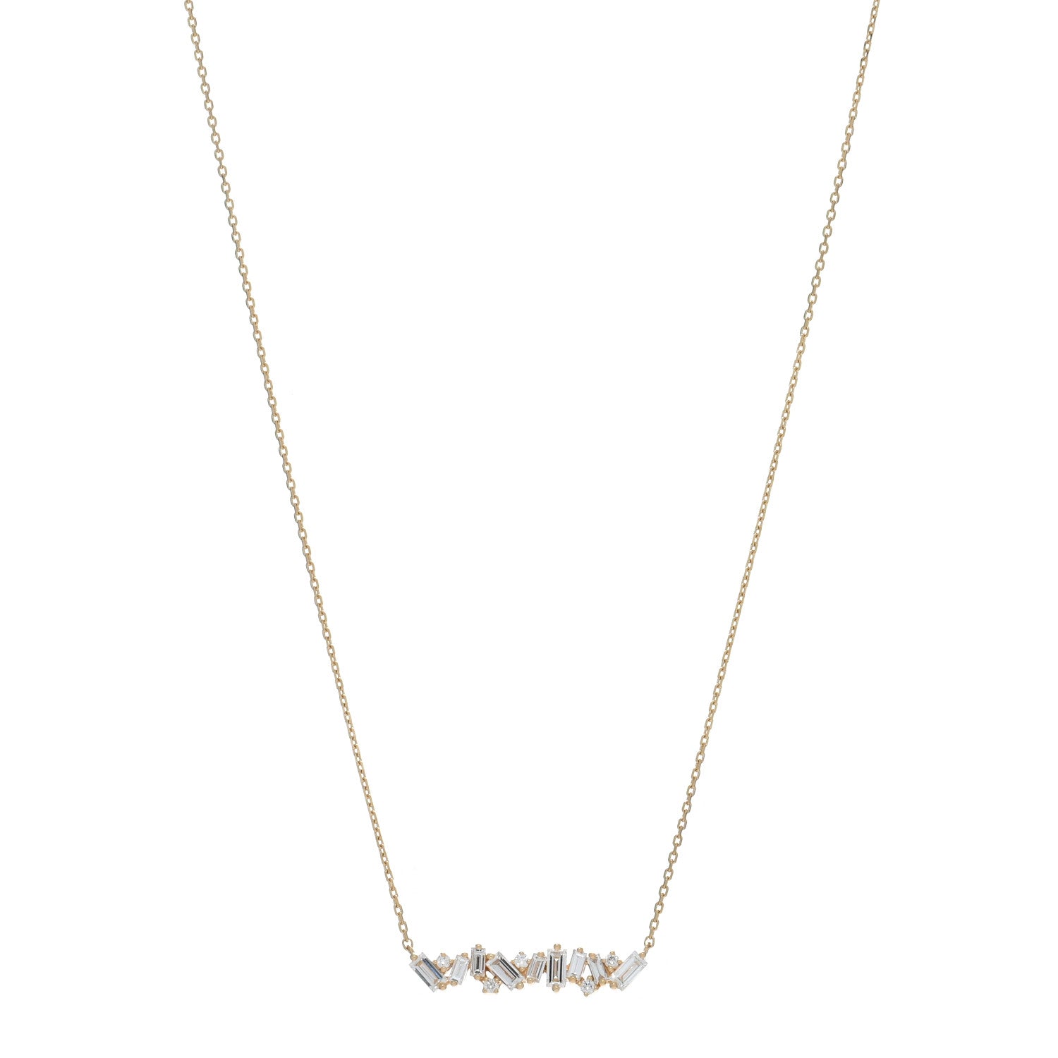 Suzanne Kalan 18K Yellow Gold Diamond Frenzy Bar Necklace 1 of 5