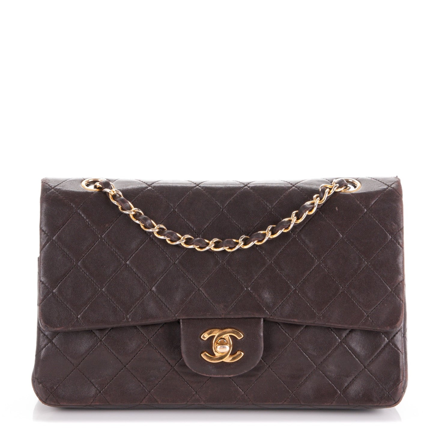 Lambskin Medium Double Flap Brown